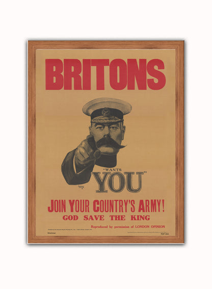 Kitchner War propoganda Vintage Poster Wall Art Print 30x40cm Dark Wood