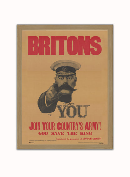 Kitchner War propoganda Vintage Poster Wall Art Print 30x40cm Light Wood