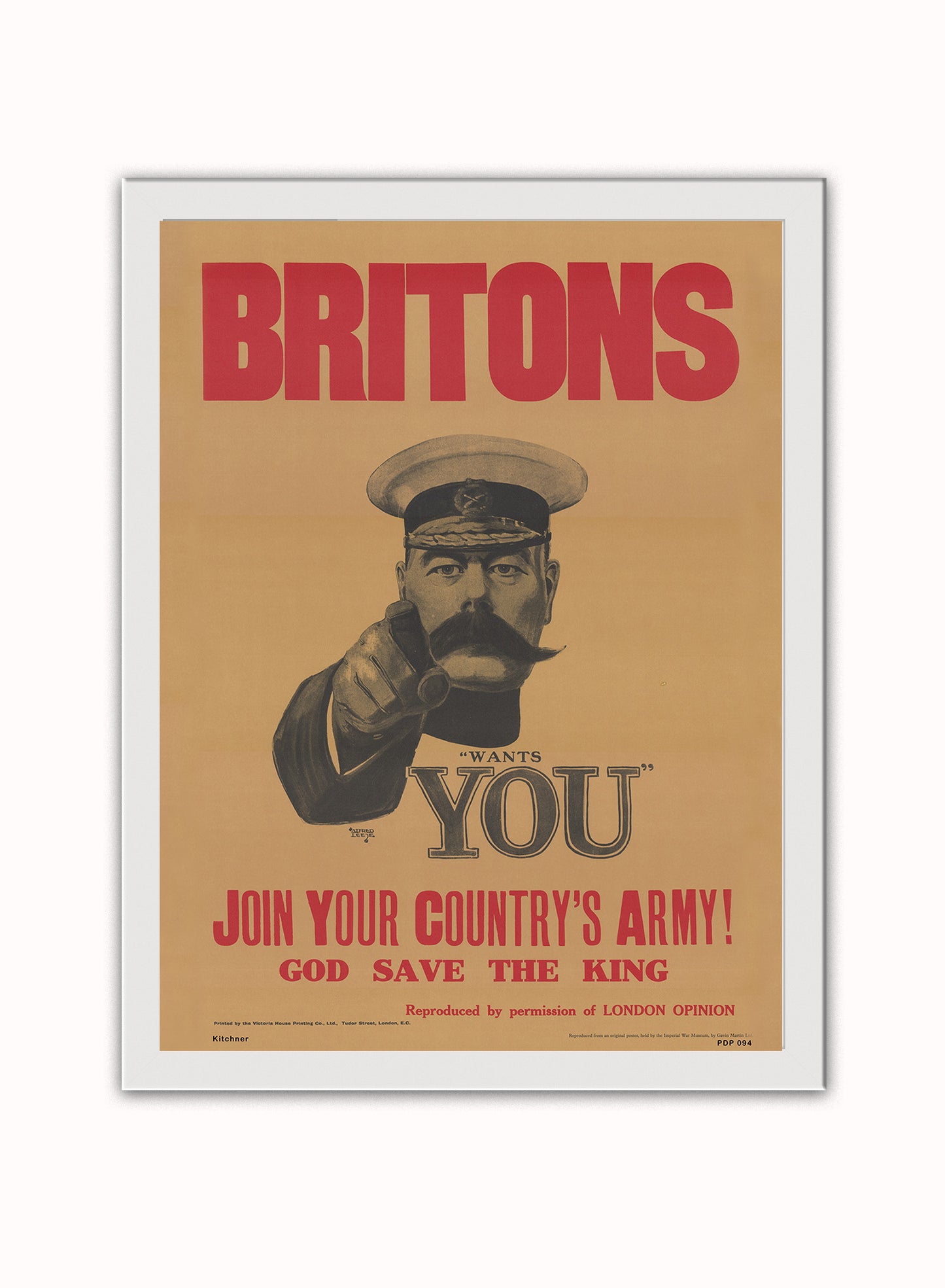 Kitchner War propoganda Vintage Poster Wall Art Print 30x40cm White Frame