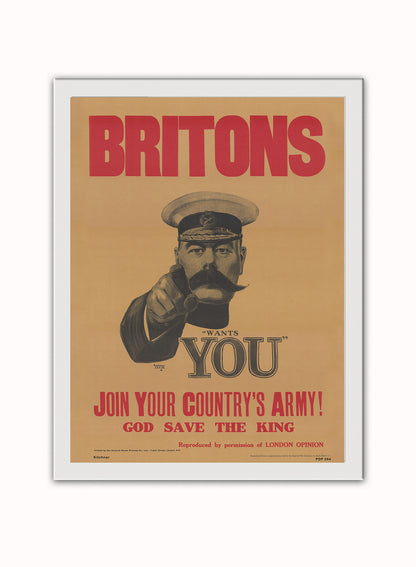 Kitchner War propoganda Vintage Poster Wall Art Print 30x40cm White Frame