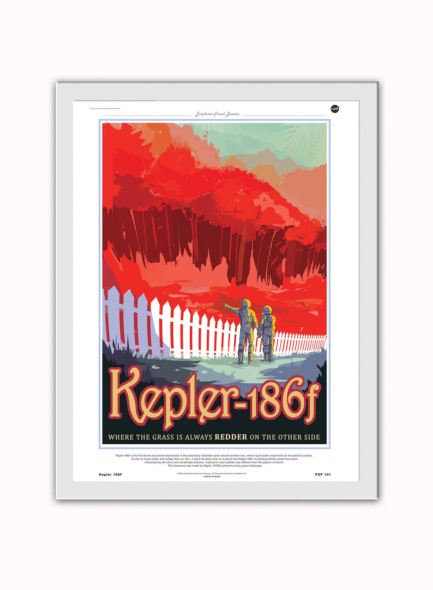 Kepler 186F Nasa Space exploration Vintage Poster Wall Art Print 30x40cm White Frame