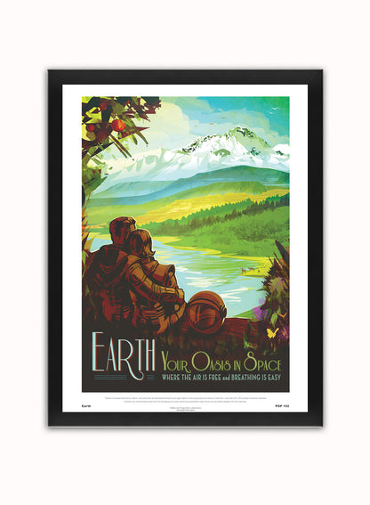Earth Nasa Space exploration Vintage Poster Wall Art Print 30x40cm Black Frame