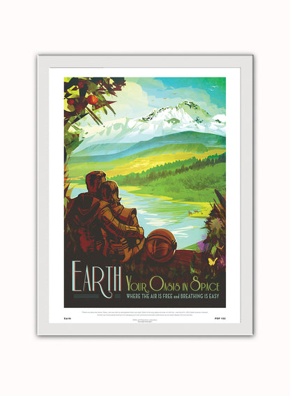 Earth Nasa Space exploration Vintage Poster Wall Art Print 30x40cm White Frame