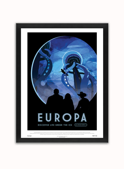 Europa Nasa Space exploration Vintage Poster Wall Art Print 30x40cm Black Frame