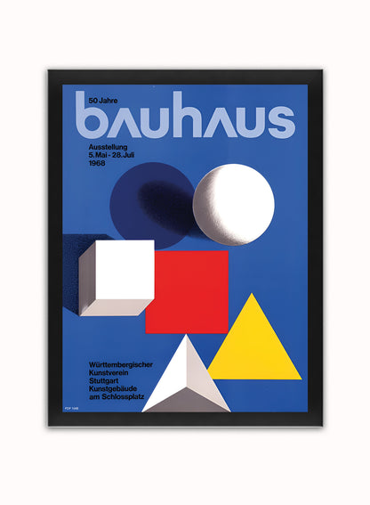 Bauhaus Poster By Herbert Bayer 1968  Poster Vintage Print – Herbert Bayer Bauhaus Wall Art 30x40cm Black Frame