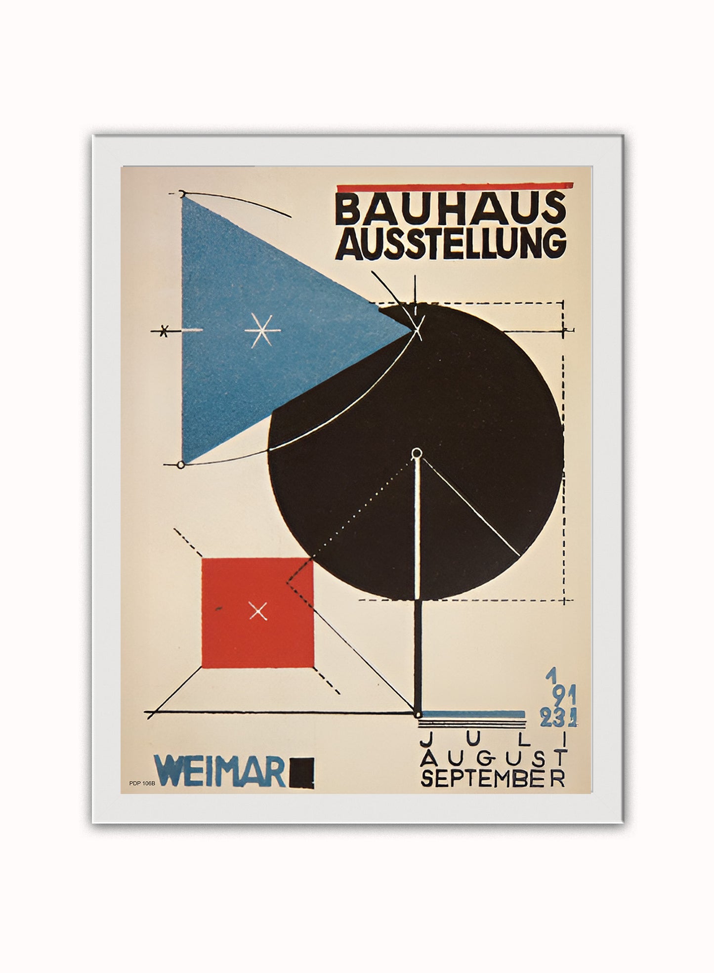 Bauhaus Exhibition Poster 1923 by Joost Schmidt Vintage Poster Print – Joost Schmidt  Vintage Poster Bauhaus Wall Art 30x40cm White Frame