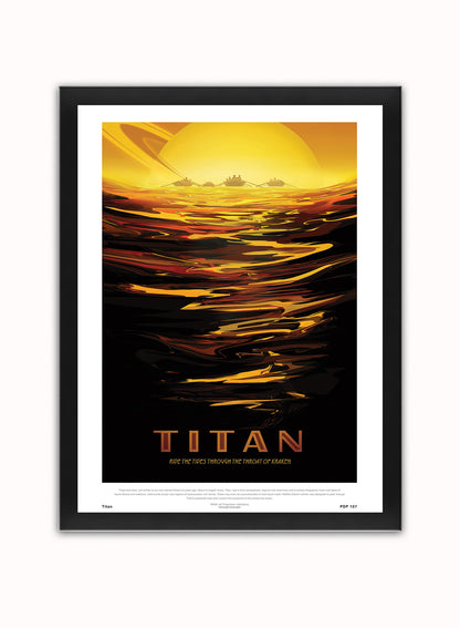 Titan Nasa Space exploration Vintage Poster Wall Art Print 30x40cm Black Frame