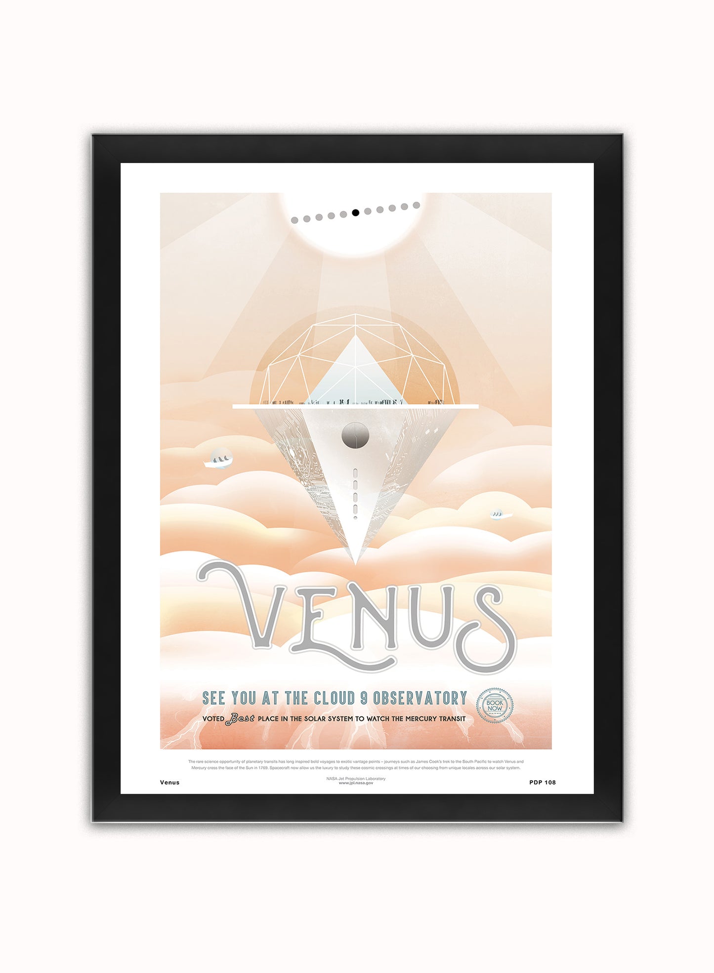 Venus Nasa Space exploration Vintage Poster Wall Art Print 30x40cm Black Frame