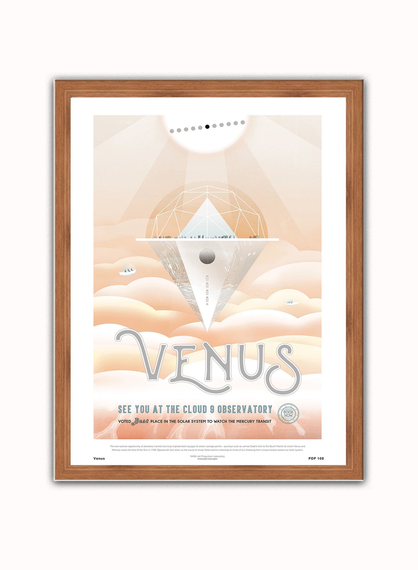 Venus Nasa Space exploration Vintage Poster Wall Art Print 30x40cm Dark Wood