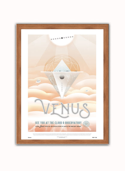Venus Nasa Space exploration Vintage Poster Wall Art Print 30x40cm Dark Wood