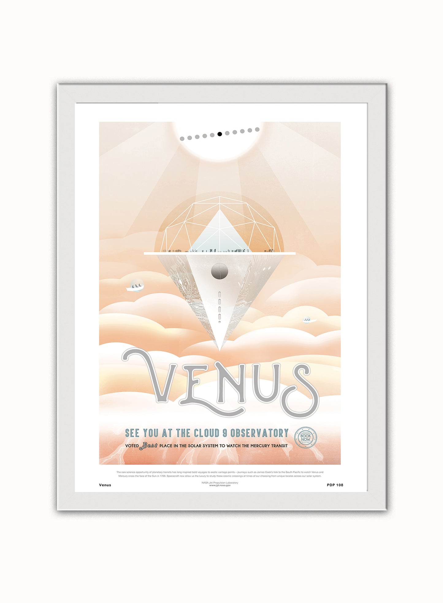 Venus Nasa Space exploration Vintage Poster Wall Art Print 30x40cm White Frame
