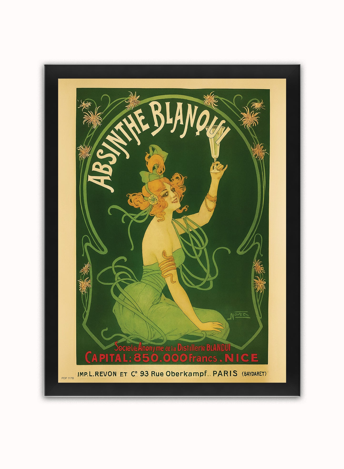 Absinthe Blanqui,Vinatge Poster by Nover Print – Nover Vintage Poster Wall Art 30x40cm Black Frame