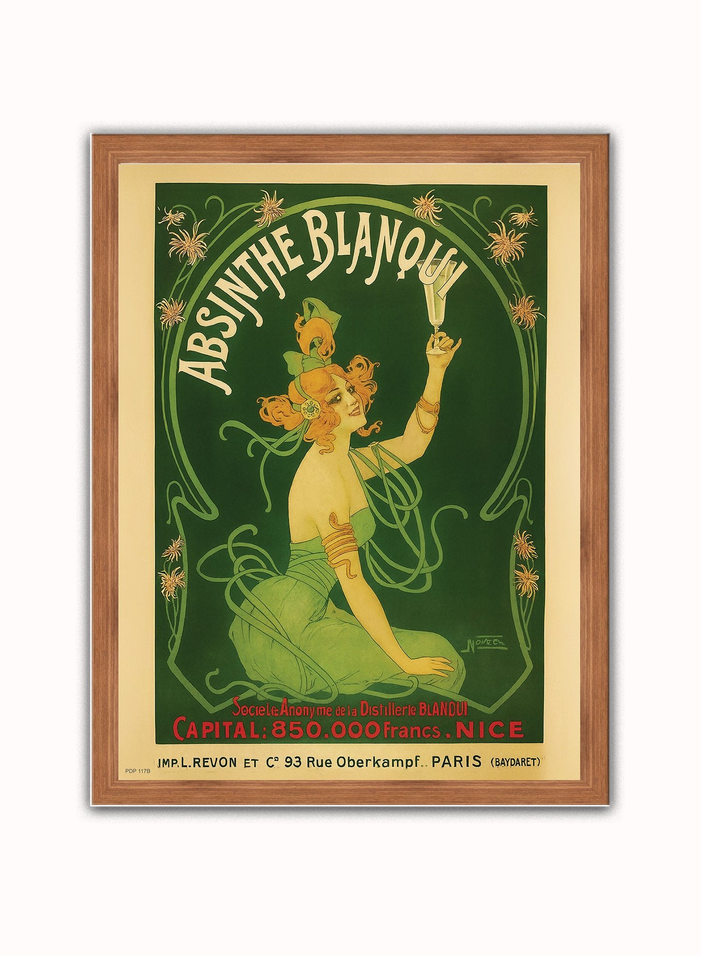 Absinthe Blanqui,Vinatge Poster by Nover Print – Nover Vintage Poster Wall Art 30x40cm Dark Wood