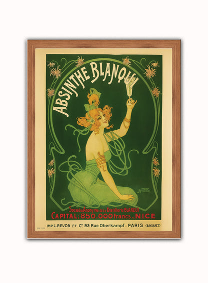 Absinthe Blanqui,Vinatge Poster by Nover Print – Nover Vintage Poster Wall Art 30x40cm Dark Wood