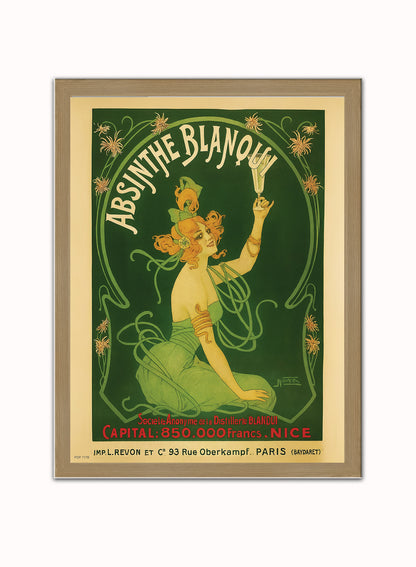 Absinthe Blanqui,Vinatge Poster by Nover Print – Nover Vintage Poster Wall Art 30x40cm Light Wood