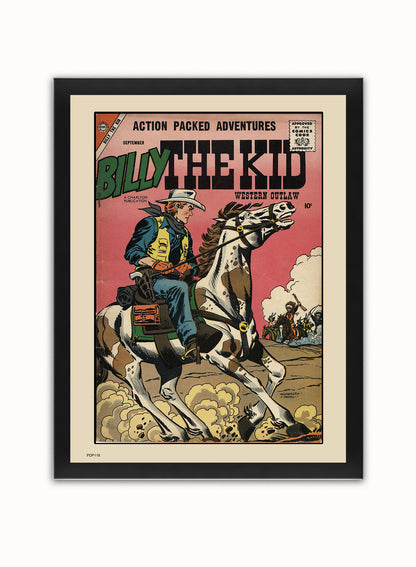 Billy The Kid Comic Poster Art Print Vintage Poster Wall Art Print 30x40cm Black Frame