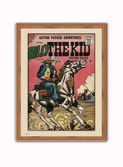 Billy The Kid Comic Poster Art Print Vintage Poster Wall Art Print 30x40cm Dark Wood