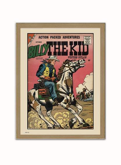 Billy The Kid Comic Poster Art Print Vintage Poster Wall Art Print 30x40cm Light Wood