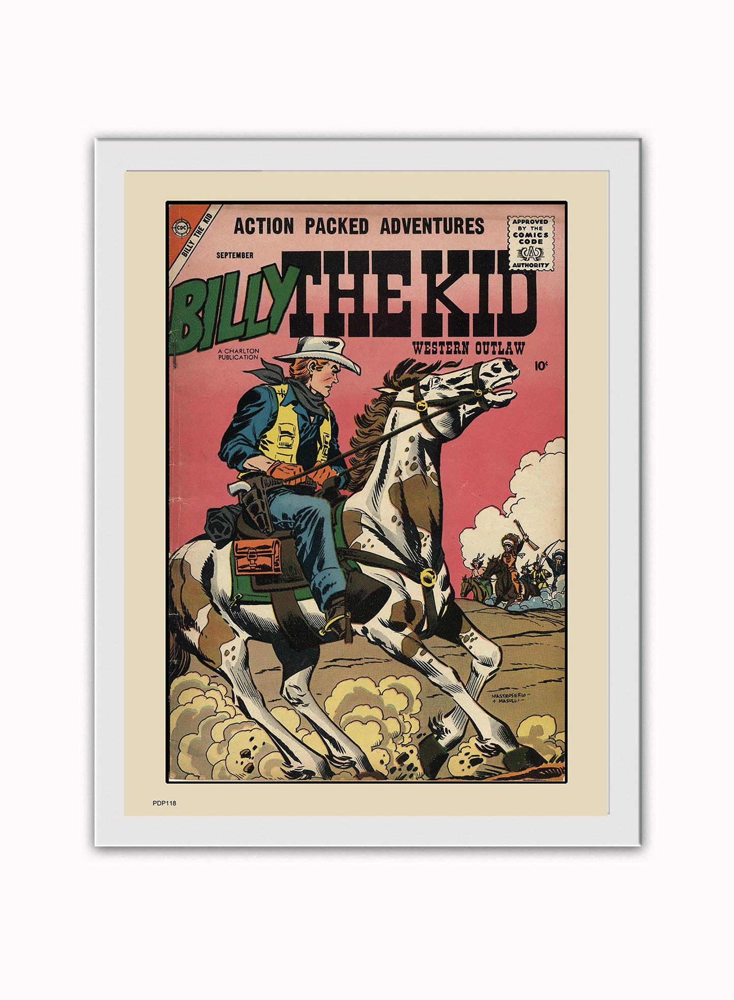 Billy The Kid Comic Poster Art Print Vintage Poster Wall Art Print 30x40cm White Frame