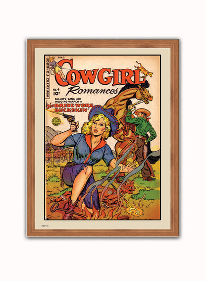 Cowgirl Romances No4 Comic Poster Art Print Vintage Poster Wall Art Print 30x40cm Dark Wood