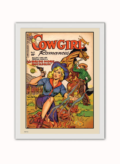 Cowgirl Romances No4 Comic Poster Art Print Vintage Poster Wall Art Print 30x40cm White Frame