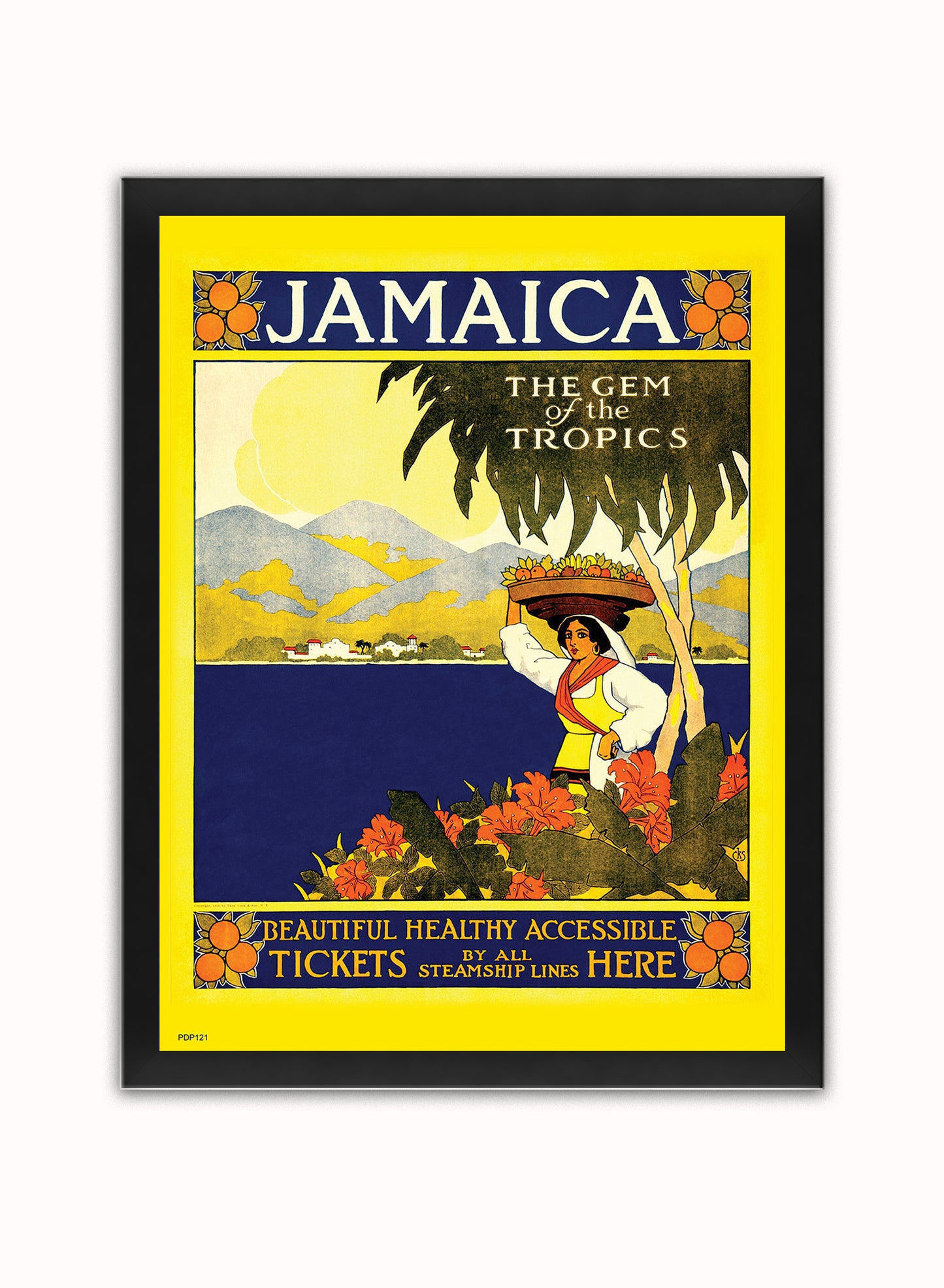 Visit Jamaica Tourisum Vintage Poster Wall Art Print 30x40cm Black Frame