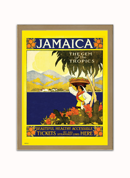 Visit Jamaica Tourisum Vintage Poster Wall Art Print 30x40cm Light Wood