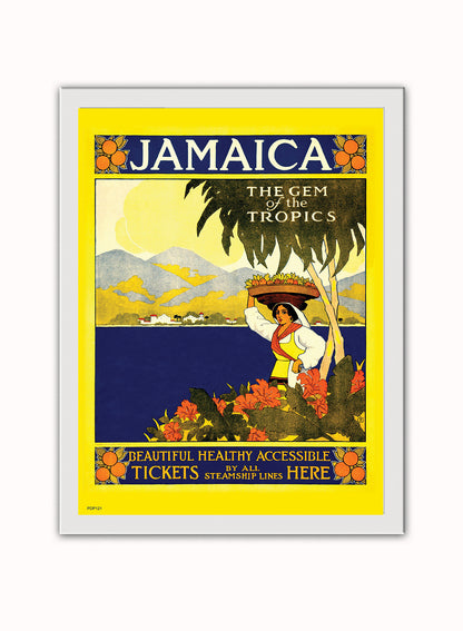 Visit Jamaica Tourisum Vintage Poster Wall Art Print 30x40cm White Frame