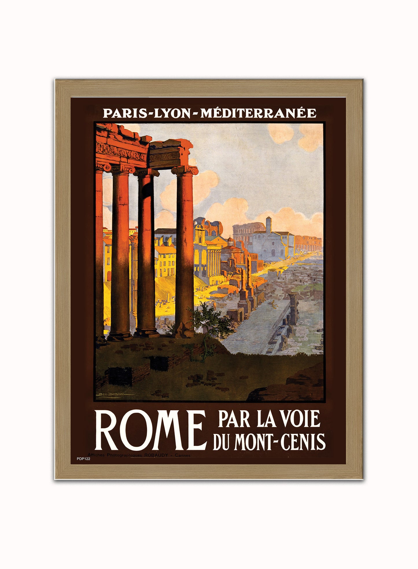 Visit Rome Tourisum Vintage Poster Wall Art Print 30x40cm Light Wood