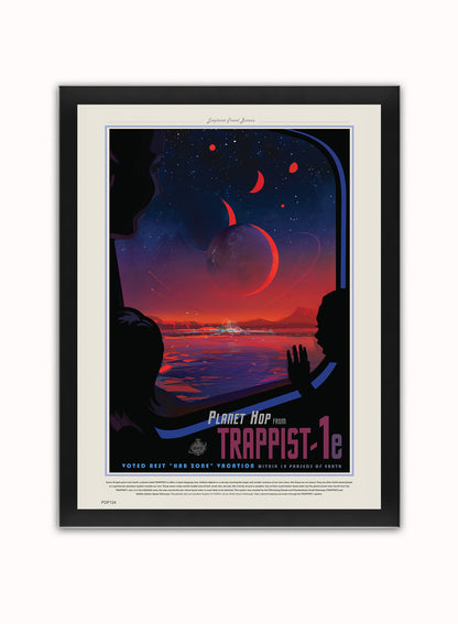 Trappist-1 system  Nasa Space exploration tourist Vintage Poster Wall Art Print 30x40cm Black Frame