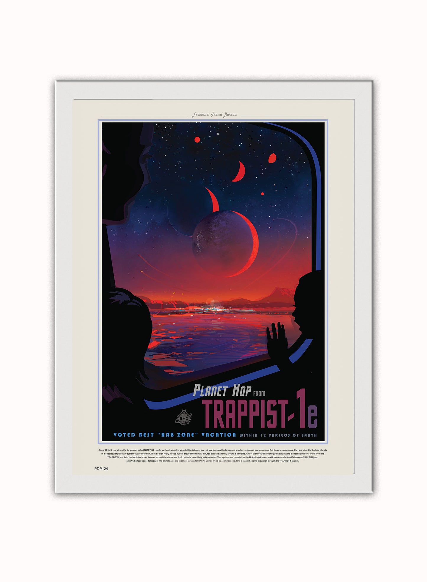 Trappist-1 system  Nasa Space exploration tourist Vintage Poster Wall Art Print 30x40cm White Frame