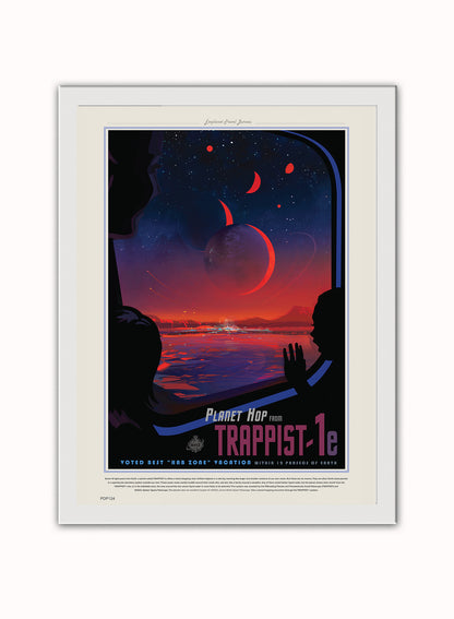 Trappist-1 system  Nasa Space exploration tourist Vintage Poster Wall Art Print 30x40cm White Frame