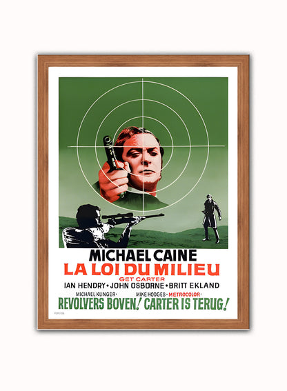 Get Carter Michael Caine Belgian Movie Film Vintage Poster Wall Art Print 30x40cm Dark Wood
