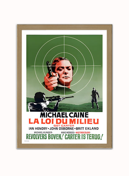 Get Carter Michael Caine Belgian Movie Film Vintage Poster Wall Art Print 30x40cm Light Wood