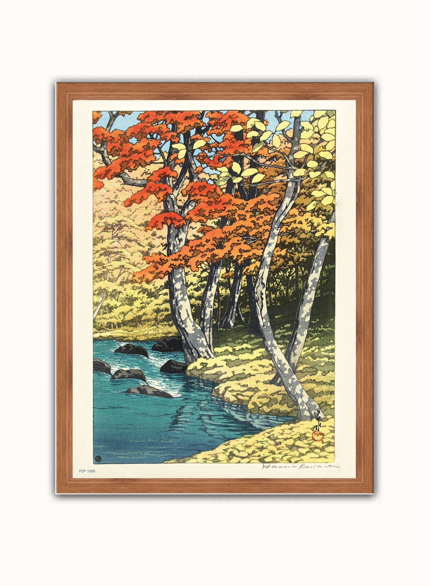 Japenese Art Print by Hasui Kawase "Autumn in Oirase" Vintage Poster Print – Hasui Kawase "Autumn in Oirase" Vintage Poster Vintage Poster Wall Art 30x40cm Dark Wood