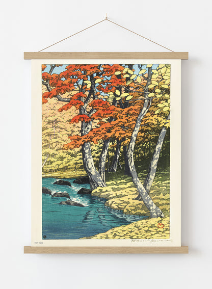 Japenese Art Print by Hasui Kawase "Autumn in Oirase" Vintage Poster Print – Hasui Kawase "Autumn in Oirase" Vintage Poster Vintage Poster Wall Art 30x40cm Hanger