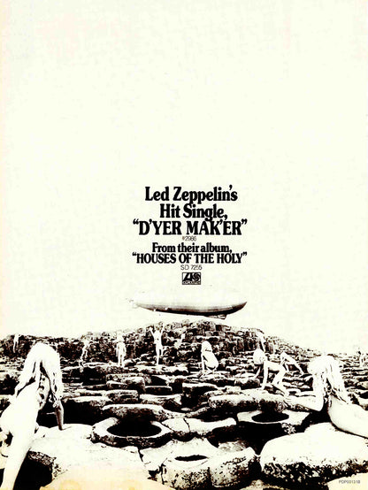 Led Zeppelin  "D'yer Mak'er" advertisement Poster Art Print 30x40m