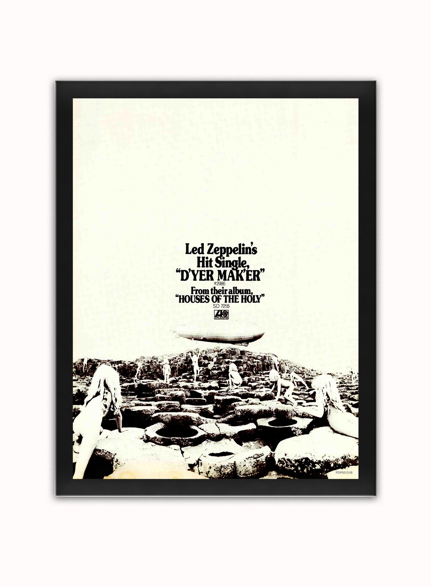Led Zeppelin  "D'yer Mak'er" advertisement Poster Art Print 30x40m Vintage Poster Wall Art Print Black Frame
