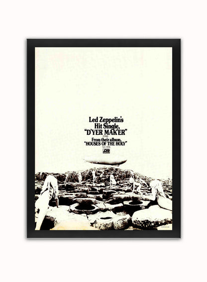 Led Zeppelin  "D'yer Mak'er" advertisement Poster Art Print 30x40m Vintage Poster Wall Art Print Black Frame