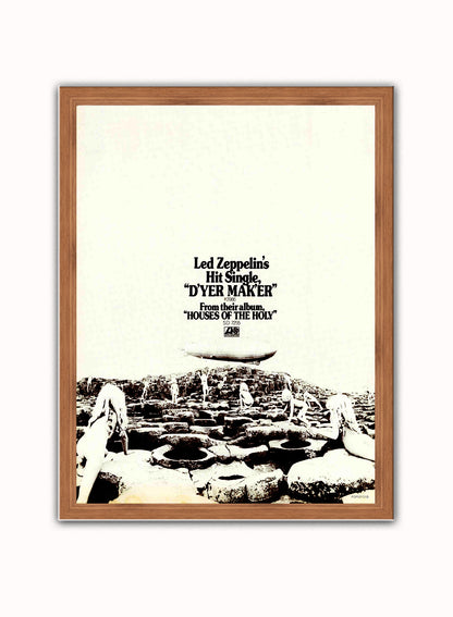 Led Zeppelin  "D'yer Mak'er" advertisement Poster Art Print 30x40m Vintage Poster Wall Art Print Dark Wood