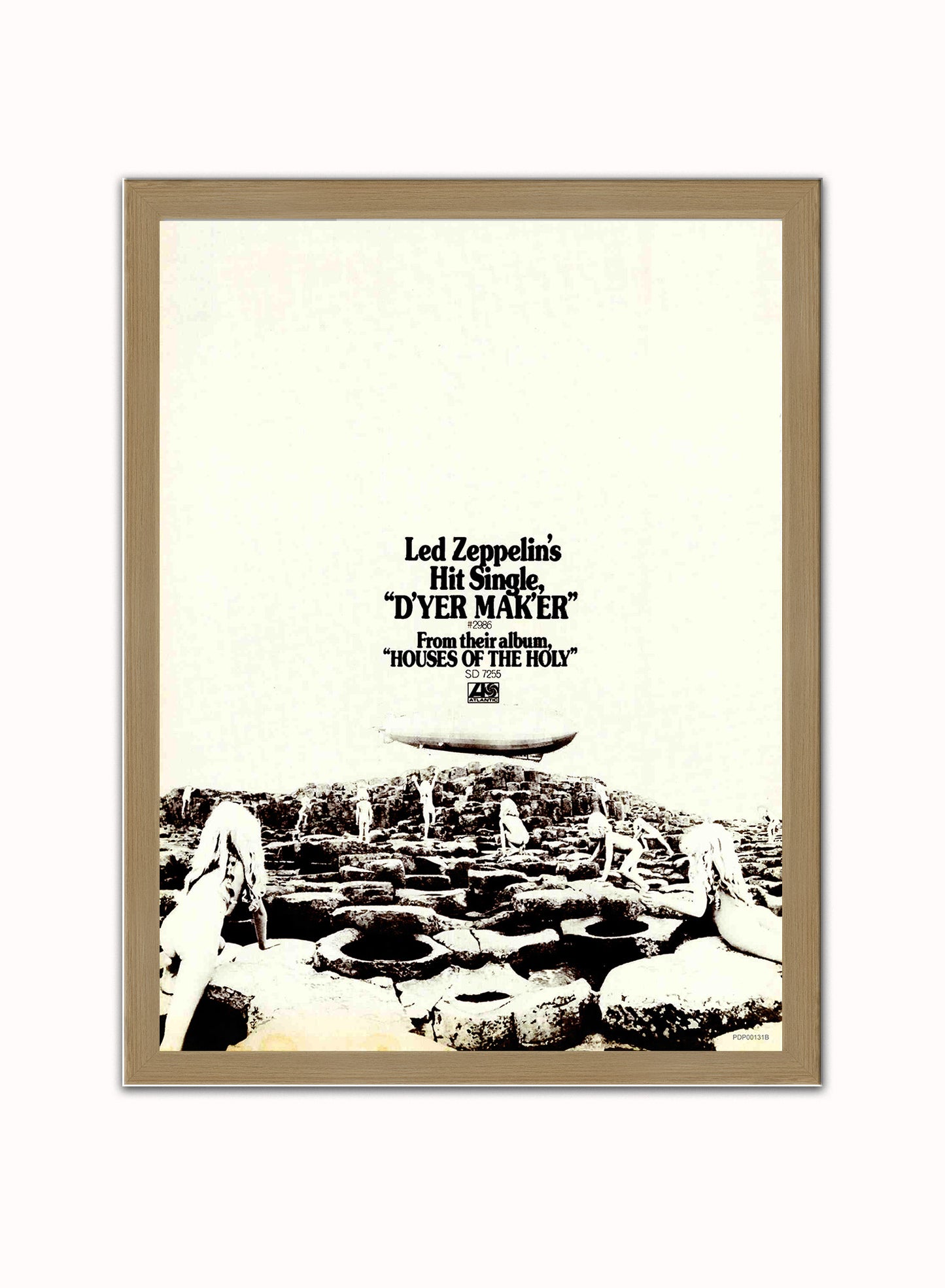 Led Zeppelin  "D'yer Mak'er" advertisement Poster Art Print 30x40m Vintage Poster Wall Art Print Light Wood