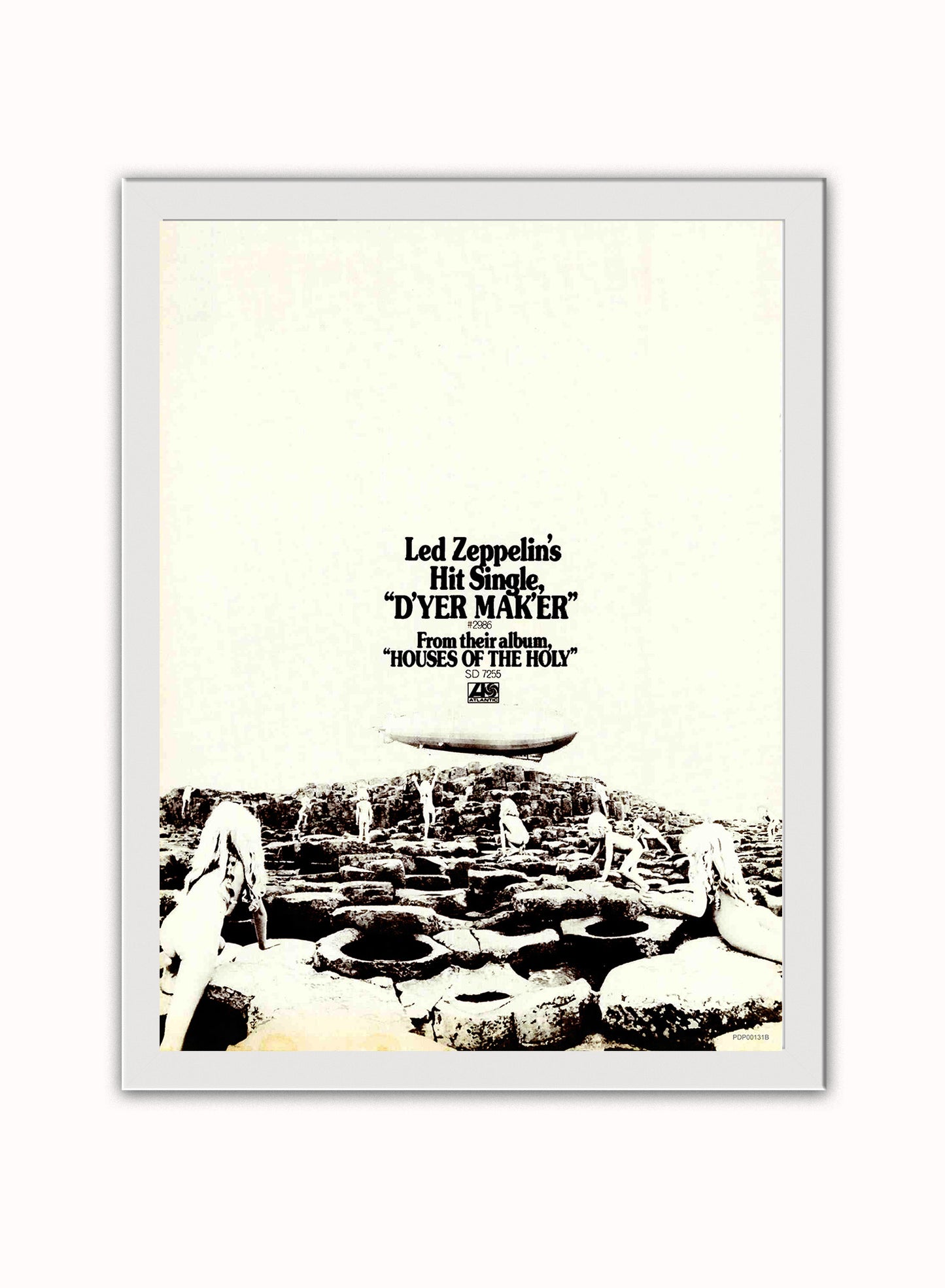 Led Zeppelin  "D'yer Mak'er" advertisement Poster Art Print 30x40m Vintage Poster Wall Art Print White Frame