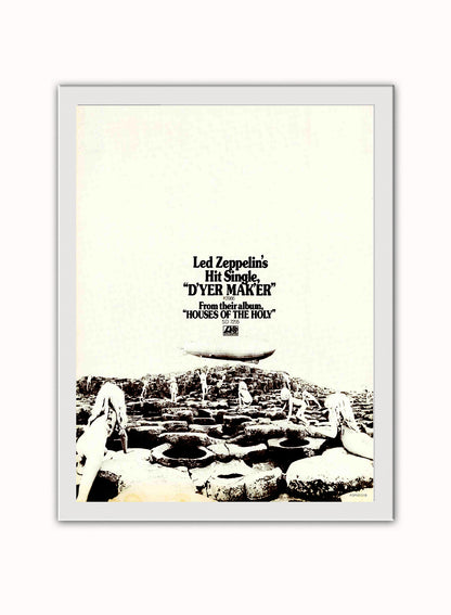 Led Zeppelin  "D'yer Mak'er" advertisement Poster Art Print 30x40m Vintage Poster Wall Art Print White Frame