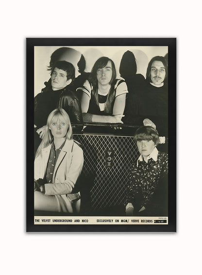 The Velvet Underground and Nico Advertisement Poster Art Print 30x40m Vintage Poster Wall Art Print Black Frame