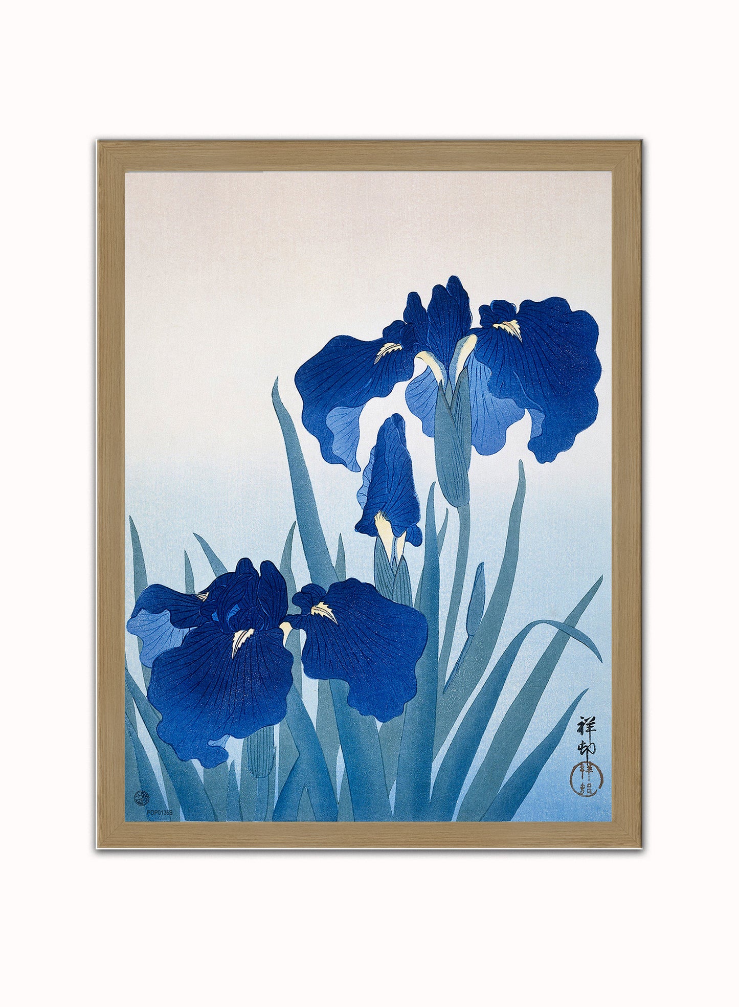 Iris Flowers by Ohara Koson Japenese Poster Art Print Print – Ohara Koson Japenese Poster Art Print Botanical Wall Art 30x40cm Light Wood