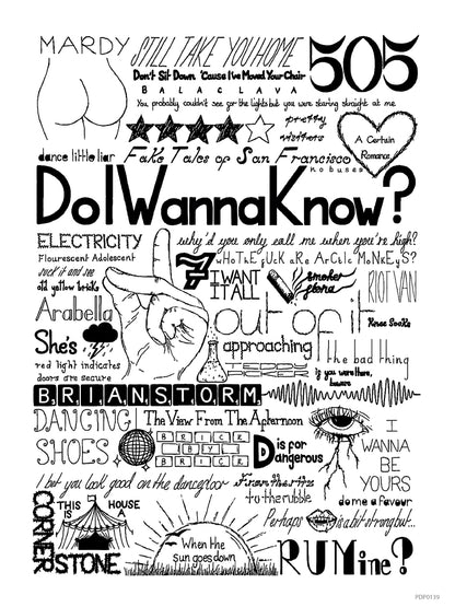 Arctic Monkeys Lyrics Art Print
