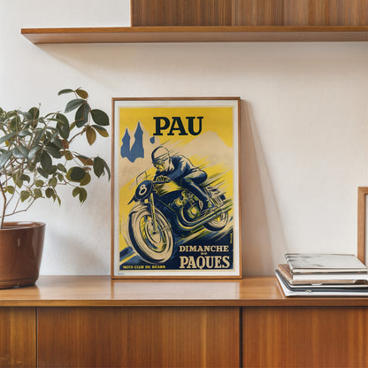 Pau Circuit International Motorcycle Race Poster by R. Garcia 30x40cm Art Poster Print