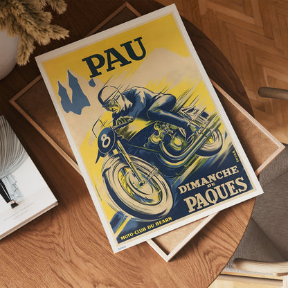 Pau Circuit International Motorcycle Race Poster by R. Garcia 30x40cm Art Poster Print