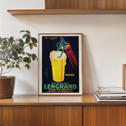 Brasserie Lengrand,Vinatge Poster by Nover 30x40cm Art Print