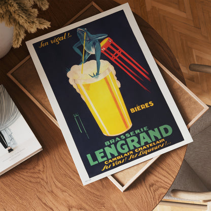 Brasserie Lengrand,Vinatge Poster by Nover 30x40cm Art Print